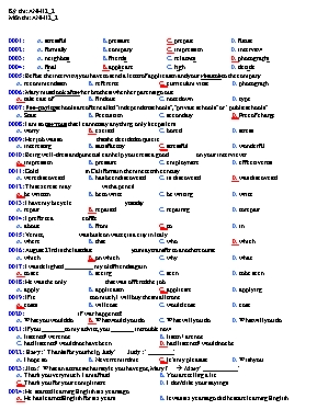 Đề kiểm tra 1 tiết lần 2 môn Tiếng Anh Lớp 12